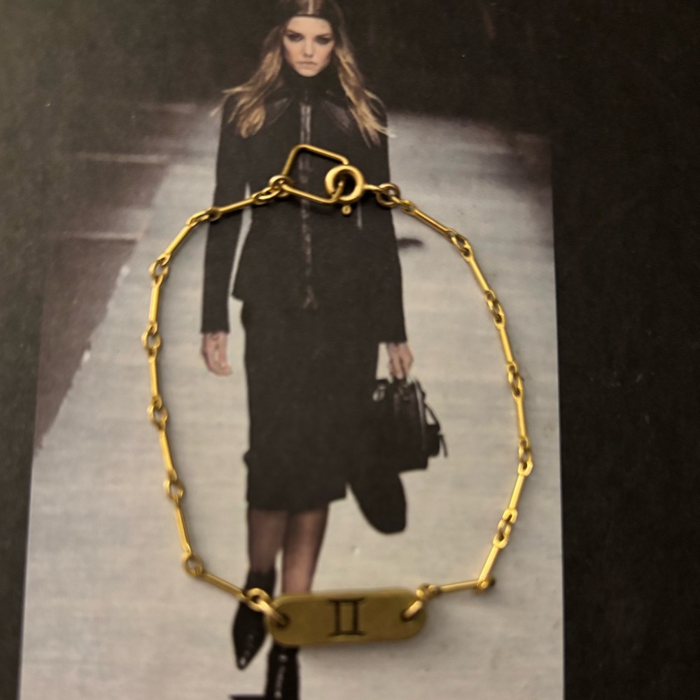 Gold Zodiac II ID Bracelet - Polished Gold Link Chain